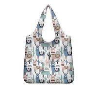 UOIMAG Wiederverwendbare Einkaufstasche für Damen, Motiv: Llama, Kaktus, Einkaufstasche, Schultertasche