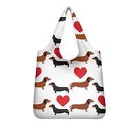 UOIMAG Wiederverwendbare Einkaufstasche für Mädchen, Dackel, Herz, Einkaufstasche, Schultertasche, Geschenk