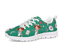 UOIMAG Women Trainer Nurse Mediacal Pattern Sneaker Schuhe Weiche, atmungsaktive Schnürschuhe Flache Freizeitschuhe 40EU