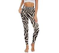 UOIMAG Yoga-Leggings im Vintage-Stil mit Taschen, hohe Taille, Workout-Leggings, Zebra Black Beige, M