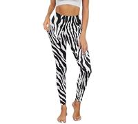 UOIMAG Yoga-Leggings im Vintage-Stil mit Taschen, hohe Taille, Workout-Leggings, Zebra Black White, 3XL