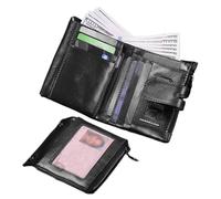 Uonguon Cowhide Leather Wallet, Real Leather Wallet, Leather Wallet, Cards Wallet for Men, Anti-Theft Wallet, Zipper Buckle Wallet, Vertical Leather Wallet, Multi Card Slots, Leather Wallet for Cards