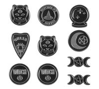 Uonlytech 10 Stück Legierungsbroschen in Schwarz mit Hexenhut Motiv Dekorative Accessoires für Selbstgemacht und Festliche Anlässe Kreative und Modische Punk Stil Anstecker Zufälliger Stil