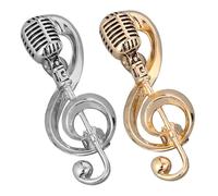 Uonlytech 2 Stück pack Retro Mikrofon Brosche aus Langlebiger Zinklegierung Vintage Musikschmuck Modische Anstecknadel für Musikliebhaber Vielseitiges Bekleidungsaccessoire