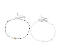 Uonlytech 2 Stück Verstellbare Perlenhalskette Bunten Muscheln Handgefertigter Boho Choker für Damen und Teenager Strandtauglicher Schmuck für Sommer und Party Modisches Accessoire