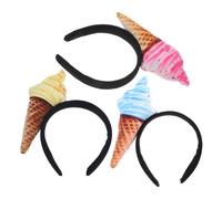 Uonlytech 3 Stück Pack Eiscreme Haarbänder für Damen Weiches Baumwoll Stirnband zum Gesichtwaschen und Make Up Süßes Haarband für Hautpflege Spa und Fotoshootings