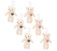 Uonlytech 6 Stück Mini Plüsch Bären Schlüsselanhänger Kuscheltier Anhänger mit Weichem Material Süßer Cartoon Stil als Geschenk oder Dekoration für Taschen und Rucksäcke