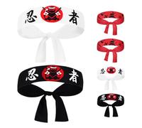 Uonlytech 6 Stück-pack Japanische Stirnbänder aus Polyester für Männer Verstellbare Größe Schweißabsorbierend zum Kochen und Karate Training mit Stilvollem Design
