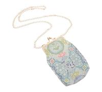 Uonlytech Bestickte Vintage Münzgeldbörse mit Abnehmbarer Kette 110cm Kleine Ethno Umhängetasche für Damen Gestepptes Kleiner Portemonnaie für Konzerte Shopping und Sommerausflüge