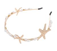 Uonlytech Eleganter Stirnband mit Seestern aus Legierung Perlen Haarreif für Frauen Modischer Brautfrisur Haarschmuck für Hochzeit und Party