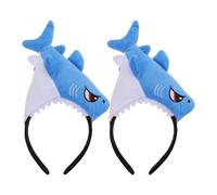 Uonlytech Hai Stirnband 2 Stück mit 3d ozean Motiv Blau Flauschiges Spa Haarband und Ebene Cosplay Zubehör für Frauen Mädchen