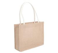 Uonlytech Praktische Jute Tragetasche Mittlere Größe Leichte Einkaufstasche aus Natürlicher Jutefaser Modische Schultertasche für Alltag Reisen und Einkaufen