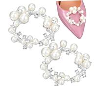 Uonlytech Schuhclips Silberfarben Mit Perlendekor Abnehmbare Schuhanhänger Aus Metall Und Kunststoff Damenschuh Schmuck Für Hochzeit Und Alltag