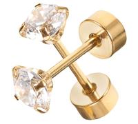 Uonlytech Titanstahl Ohrstecker Gold 0,8mm X 6mm X 4mm Damen Ohrringe mit Schraubverschluss Leicht Hautfreundlich Party Schmuck