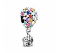 Up House & Balloons Charm 100% echte 925 Sterling Silber Orange Vogel baumeln Charm Fit Armband Diy Schmuck