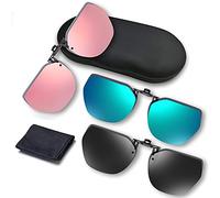 UpaClaire 2er-Pack aufklappbare Sonnenbrille zum Aufstecken, polarisiert, UV 400, für Männer und Frauen, grau, blau, rosa, verspiegelt