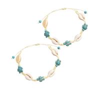 UPKOCH 2 Stück Handgefertigte Muschel armbänder mit Schildkröten anhänger Verstellbares Boho fußkettchen für Damen Maritimes Strand Accessoire Nachhaltiger Schmuck für Sommerurlaub