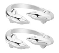 UPKOCH 2stücke Doppeldelfinringe Aus Kupfer Verstellbare Offene Damenringe Modeschmuck Mit Delfinmotiv Trendige Fingerringe Für Alltag Und Partys