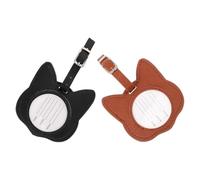 UPKOCH Katzen Gepäckanhänger aus PU Leder 2 Stück mit Namensschild Cartoon Motiv Robust und Vielseitig für Flugreisen Koffer und Reisetaschen Praktische Schlaufe Geschenkidee für Damen