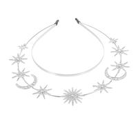 UPKOCH Stern und Mond Haarreif Doppellagiges Metall Stirnband Glitzer Kopfschmuck für Party und Braut Damen Komfortabel Stabil 8.1x7.7 Zoll
