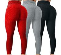 UPOI 3er Pack Sport Leggings Damen High Waist Boom Booty Scrunch Butt Leggings Push Up Boot Yogahose Leggins Blickdicht Hosen Sportleggins Yoga Laufhose Bauchweg Sporthose Freizeithose Jogginghose