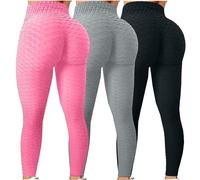 UPOI 3er Pack Sport Leggings Damen High Waist Boom Booty Scrunch Butt Leggings Push Up Boot Yogahose Leggins Blickdicht Hosen Sportleggins Yoga Laufhose Bauchweg Sporthose Freizeithose Jogginghose