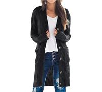 UPOI Damen Strickjacke Strick Cardigan Lange Elegant Strickjacken mit Taschen mit Knöpfen Strickwaren Übergroße Pullover Strickmantel für Herbst Winter Langarm Grobstrick-Cardigan Open Front Sweater