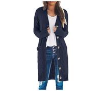 UPOI Damen Strickjacke Strick Cardigan Lange Elegant Strickjacken mit Taschen mit Knöpfen Strickwaren Übergroße Pullover Strickmantel für Herbst Winter Langarm Grobstrick-Cardigan Open Front Sweater