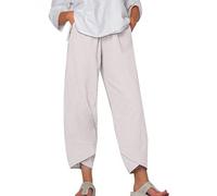 UPOI Hose Damen Leinen Sommerhose Casual Leichte Baumwolle Leinenhose Stoffhose Bequeme Luftige Freizeithose Strandhose Mit Taschen Sommer Freizeit Lang Hose