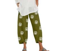 UPOI Hose Damen Leinen Sommerhose Casual Leichte Baumwolle Leinenhose Stoffhose Bequeme Luftige Freizeithose Strandhose Mit Taschen Sommer Freizeit Lang Hose