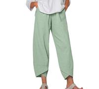 UPOI Hose Damen Leinen Sommerhose Casual Leichte Baumwolle Leinenhose Stoffhose Bequeme Luftige Freizeithose Strandhose Mit Taschen Sommer Freizeit Lang Hose