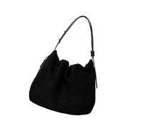 Uqezagpa Kompakte Retro-Schultertasche aus Wildleder mit verstärkten Nähten, Unterarm-Geldbörse, geeignet für Shopping, Reisen, Wildleder-Handtasche, Schwarz