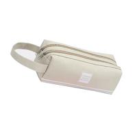 Uqezagpa Multifunktionales Federmäppchen, große Kapazität, doppellagiger Stift, große Fächer, Segeltuch-Stifttaschen für Schüler, beige