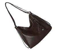 Uqezagpa Praktische Umhängetasche aus PU-Leder, bequemer Riemen, geräumig für den täglichen Gebrauch, geräumige Damentasche, coffee