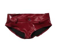 Uqezagpa PU Leder Low Waist Raves Bottoms Glänzend Glänzend Wetlook Skinny Booty Shorts Nachtclub Partywear Hot Pant Glänzend Wetlook Booty Shorts, weinrot, L
