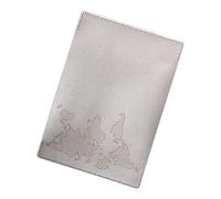 Uqezagpa Reisepasshülle aus Leder mit anpassbarer Weltkarte, Handarbeitsset, Reisezubehör für Reiseerinnerung, Weiß/Grau, 19.5cm*13.5cm