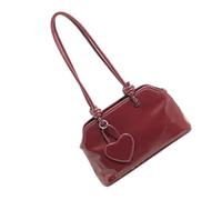 Uqezagpa Retro-Handtasche, leichte Unterarmtasche, PU-Leder, bequemer Schultergurt, für Arbeit, Reisen oder Einkaufen, Unterarm, rot
