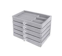 Uqezagpa Schmuck-Geschenk-Box, 5 Ebenen, verstellbar, mit Samt gefüttert, PET-Materialien für Ohrringe, Halsketten, Ringe, Armbänder, eleganter Schmuck-Organizer mit weichem Futter