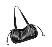 Uqezagpa Stilvolle übergroße Handtasche, verstärkte Kanten, geräumige Unterarm-Geldbörse, professionelles Alltagszubehör, geräumige Umhängetasche aus PU-Leder, Schwarz