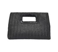 Uqezagpa Stroh-Clutches für Damen, Strandtasche, Umhängetasche, Schultertasche, Abend-Clutches, Geldbörse, Handtasche mit Kette, Sommer, Strand, Schwarz