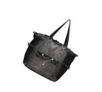 Uqezagpa Trendige verblasste Jeans, Umhängetasche, leicht, mehrere Taschen, Unterarm-Geldbörse, geräumig für Damen, Alltagszubehör, große Kapazität, Jeans, Schultertasche, Schwarz