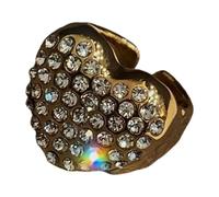 Uqezagpa Zarte Herzform Metall Tropfen Ringe Diamanten Eleganter Fingerschmuck Stilvoll Verstellbare Ringe Geschenk für Frauen Eleganter Retro-Schmuck, One Size, Wie beschrieben, Wie beschrieben