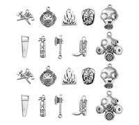 UR URLIFEHALL 100 Pcs 10 Stile Tibetische Silber Charms Anhänger Feuerwehrmann Thema Charms Feuerwehrmann Feuer Antike Silber Charms für Schmuck Herstellung