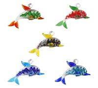UR URLIFEHALL 5 Stück 5 Farben Delfin Lampwork Glas Charms Marine Life Meerestier Charms für DIY Armband Halskette Schmuck Herstellung Handwerk