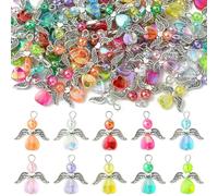 UR URLIFEHALL Schutzengel Charms Bunte Perlen mit Feenflügel Charms für Schmuckherstellung DIY Handwerk Schlüsselanhänger Party Home Decor, Acryl, Metall