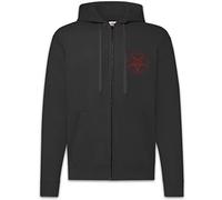 Urban Backwoods Baphomet Pentagram Sign Herren Zipper Hoodie Kapuzenpullover Schwarz Größe M