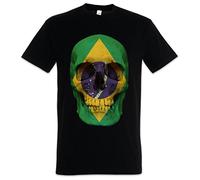 Urban Backwoods Classic Brasil Skull Flag Herren T-Shirt Schwarz Größe XL