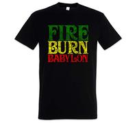Urban Backwoods Fire Burn Babylon Herren T-Shirt Schwarz Größe M