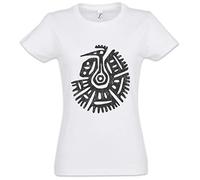 Urban Backwoods Maya Bird Symbol Damen T-Shirt Weiß Größe M
