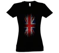 Urban Backwoods Vintage UK Union Jack Flag Damen T-Shirt Schwarz Größe M